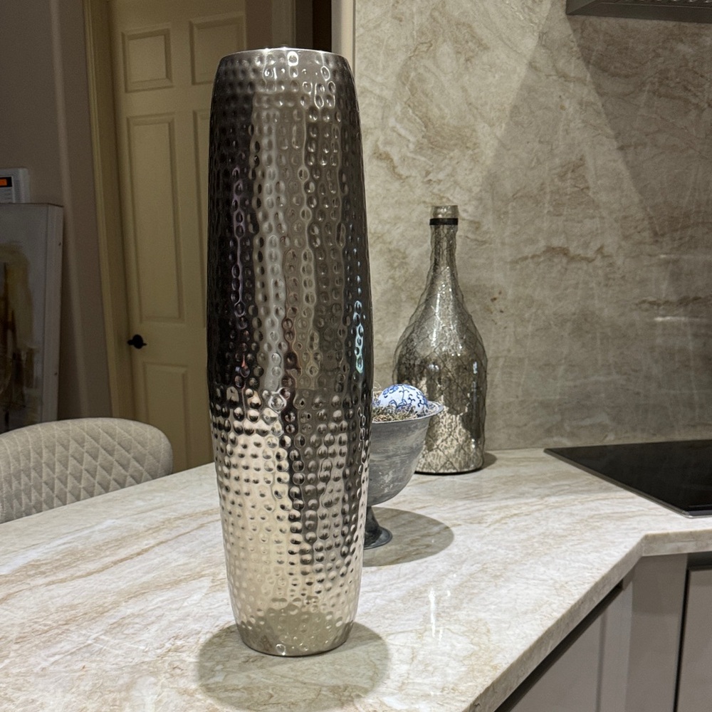 Elegant Silver Hammered Vase